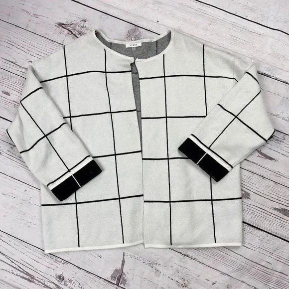 Sioni Plaid Colorblock Windowpane Grid Cardigan - Picture 1 of 10